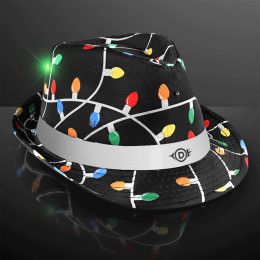 Custom LED Christmas Hat Blinky Bulbs Fedora with White Band