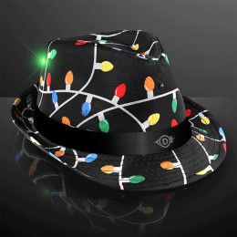 Custom LED Christmas Hat Blinky Bulbs Fedora with Black Band