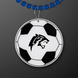 Custom Soccer Ball Medallion with Navy Blue Beaded Necklace (Non Light Up) Custom Soccer Ball Medallion with Navy Blue Beaded Necklace (Non Light Up)