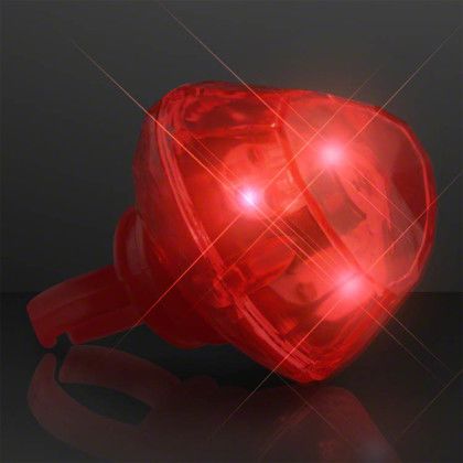 Custom Huge Gem Flashing Heart Rings - Side view