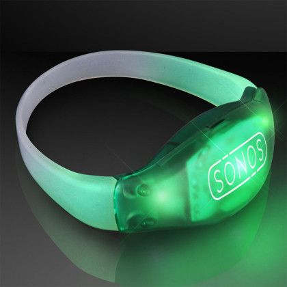 Custom Green LED Flashing Sound Activated Bracelets
