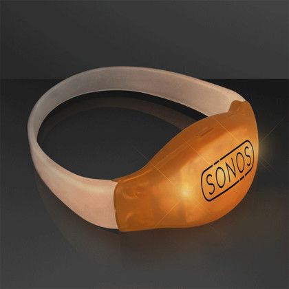 Custom Orange LED Flashing Sound Activated Bracelets