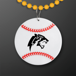 Custom Baseball Medallion with Golden Yellow Beaded Necklace (Non Light Up) Custom Baseball Medallion with Golden Yellow Beaded Necklace (Non Light Up)