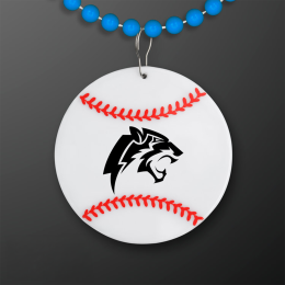 Custom Baseball Medallion with Blue Beaded Necklace (Non Light Up) Custom Baseball Medallion with Blue Beaded Necklace (Non Light Up)