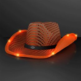 Custom Shiny Orange Cowboy Hat with Black Band