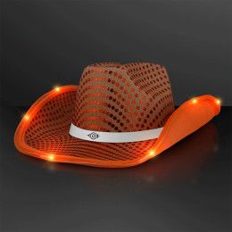 Custom Shiny Orange Cowboy Hat with White Band