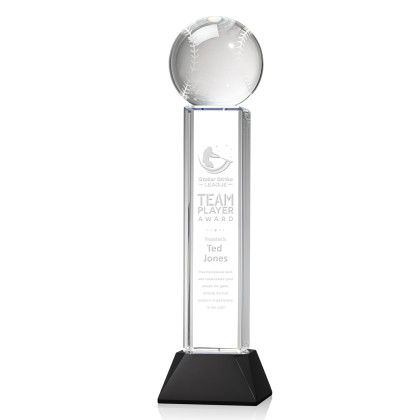 Custom Baseball Award on Stowe Black Base X-Large - Etched Custom Baseball Award on Stowe Black Base X-Large - Etched