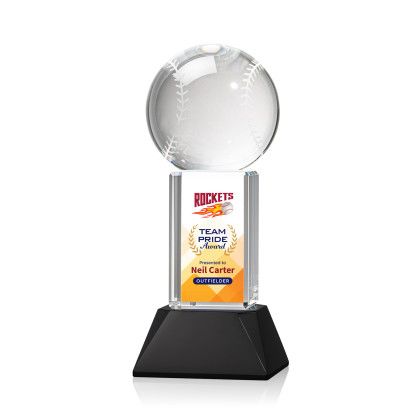 Custom Baseball Full Color Award on Stowe Black Base Small Custom Baseball Full Color Award on Stowe Black Base Small