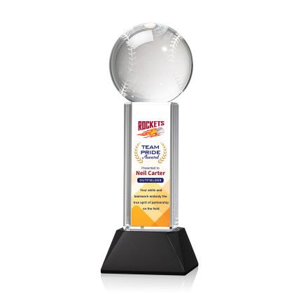 Custom Baseball Full Color Award on Stowe Black Base Medium Custom Baseball Full Color Award on Stowe Black Base Medium