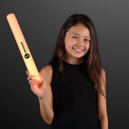 Custom Orange LED Foam Sticks 16" Cheer Sticks - Lifestyle View Custom Orange LED Foam Sticks 16" Cheer Sticks - Lifestyle View
