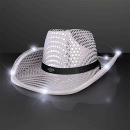 Custom Silver Sequin Cowboy Hat with Black Band