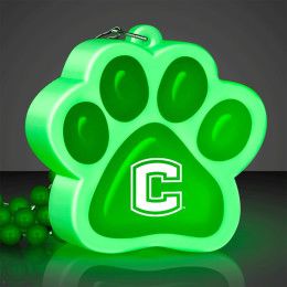 Custom Light Up Green Paw Print Charm Necklace Custom Light Up Green Paw Print Charm Necklace