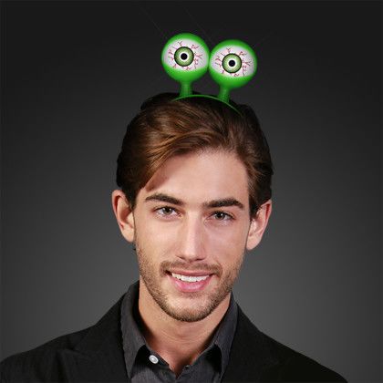 Custom Flashing Alien Eyes LED Headband - In use