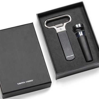 Custom Swiss Force Alsace Wine Accessory Set - Black Packaging View 