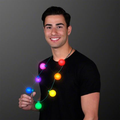 Custom Light Globes Rainbow Party Necklace - Lifestyle View Custom Light Globes Rainbow Party Necklace - Lifestyle View