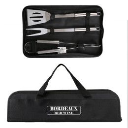 Custom Grill Easy 3 Pc. Stainless BBQ Utensil Set With rPET Case Custom Grill Easy 3 Pc. Stainless BBQ Utensil Set With rPET Case