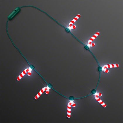 Custom Candy Cane Lights Christmas Party Necklace - Side view Custom Candy Cane Lights Christmas Party Necklace - Side view