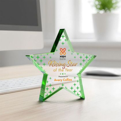 Custom Full Color Award - Esna Green Star 4" - Lifestyle View