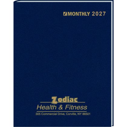Custom Ruled Monthly Format Stitched to Cover Desk Planner: 2027 - Navy Blue Custom Ruled Monthly Format Stitched to Cover Desk Planner: 2027 - Navy Blue