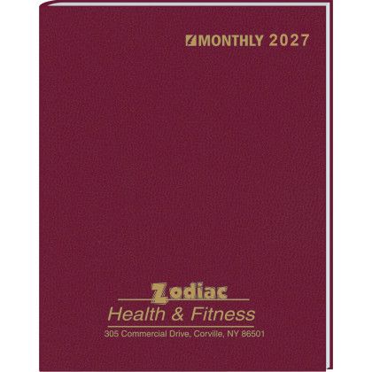 Custom Ruled Monthly Format Stitched to Cover Desk Planner: 2027 - Burgundy Custom Ruled Monthly Format Stitched to Cover Desk Planner: 2027 - Burgundy
