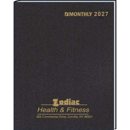 Custom Ruled Monthly Format Stitched to Cover Desk Planner: 2027 - Black Custom Ruled Monthly Format Stitched to Cover Desk Planner: 2027 - Black