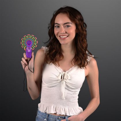 Custom LED Mini Fan with Purple Handle - Lifestyle