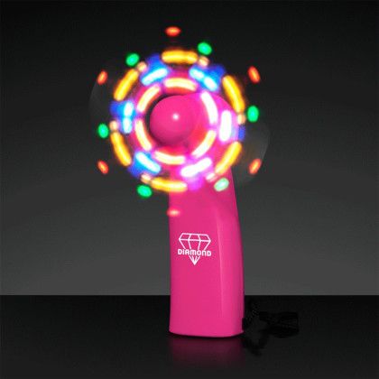 Custom LED Mini Fan with Pink Handle - In use