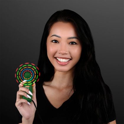 Custom LED Mini Fans with Green Handles - Lifestyle Custom LED Mini Fans with Green Handles - Lifestyle