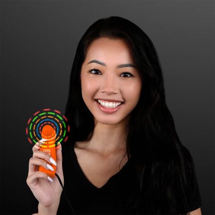 Custom LED Mini Fans with Orange Handles - Lifestyle View 