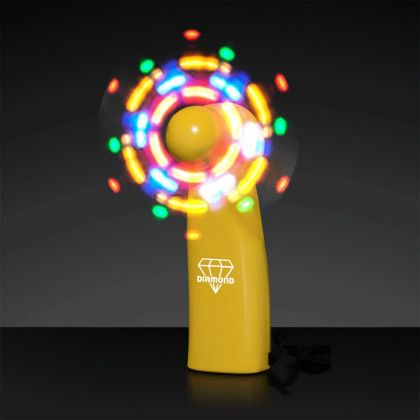Custom LED Mini Fan with Yellow Handle - In use