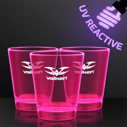 Custom 1.5 oz. UV Reactive Pink Glow Shot Glasses - UV reactive Custom 1.5 oz. UV Reactive Pink Glow Shot Glasses - UV reactive