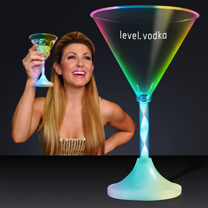 Custom Martini LED Spiral Stem Glass Custom Martini LED Spiral Stem Glass