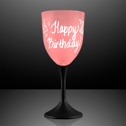 Custom Frosted LED Wine Glass with Classy Black Base Custom Frosted LED Wine Glass with Classy Black Base