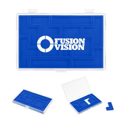 Custom Recycled 10 Pc. Mini Puzzle - Clear With Blue 