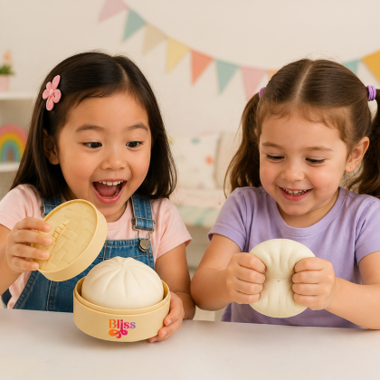 Custom Bao Bun Squishy - Beige Lifestyle View Custom Bao Bun Squishy - Beige Lifestyle View
