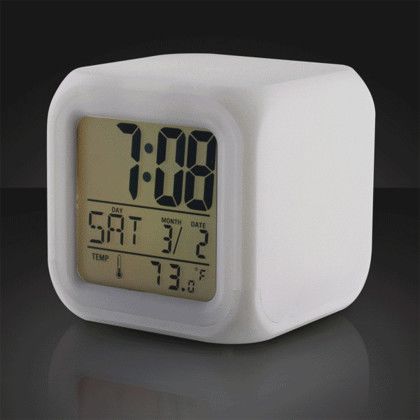 Custom Light Up Color Change LED Digital Alarm Clock - Multicolor Front View Custom Light Up Color Change LED Digital Alarm Clock - Multicolor Front View