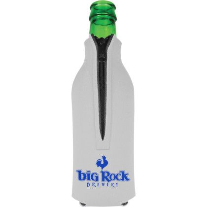 Custom American Made Zipper Bottle Cooler - Grey