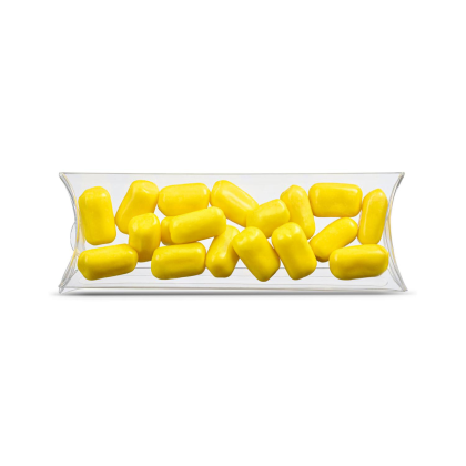 Custom 5" Pillow Box of Bala Chewy Candy - Yellow Custom 5" Pillow Box of Bala Chewy Candy - Yellow