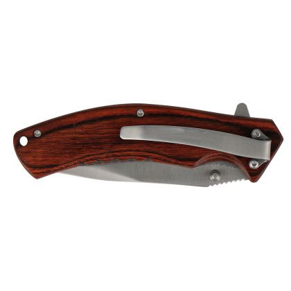 Custom 4.5" Wood Handle Liner Lock - Close View Custom 4.5" Wood Handle Liner Lock - Close View