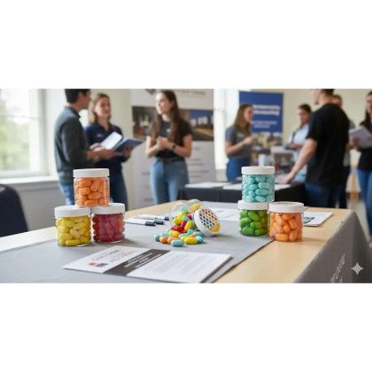 Custom 1.3 oz Jar of Bala Chewy Candy - All Color Lifestyle View Custom 1.3 oz Jar of Bala Chewy Candy - All Color Lifestyle View