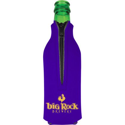 Custom American Made Zipper Bottle Cooler - Purple
