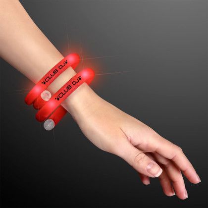 Custom Red Flash LED Wrap-Around Tube Bracelets Custom Red Flash LED Wrap-Around Tube Bracelets