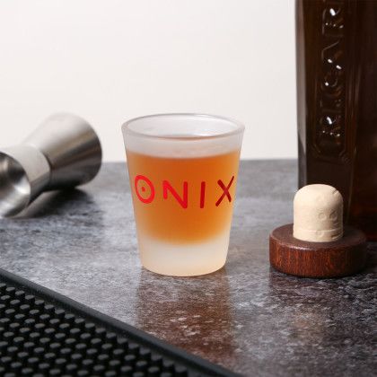 Custom Frosted Shot Glass - Lifestyle View Custom Frosted Shot Glass - Lifestyle View