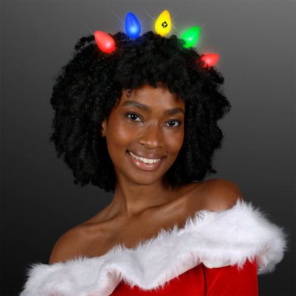 Custom Light Up Christmas Bulbs Headband - In use Custom Light Up Christmas Bulbs Headband - In use