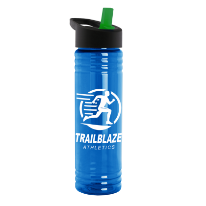 Custom 24 oz. Slim Fit Bottle with Flip Straw - Digital - Translucent Blue Custom 24 oz. Slim Fit Bottle with Flip Straw - Digital - Translucent Blue
