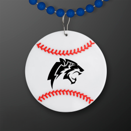 Custom Baseball Medallion with Navy Blue Beaded Necklace (Non Light Up) Custom Baseball Medallion with Navy Blue Beaded Necklace (Non Light Up)