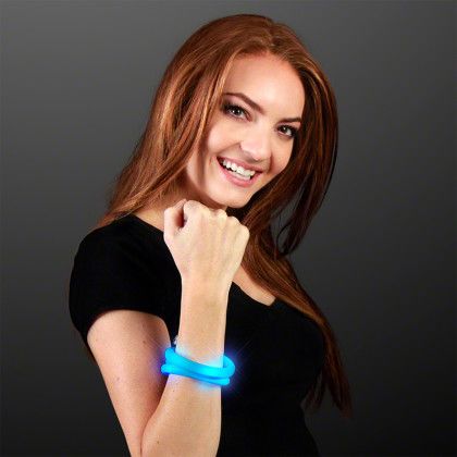 Custom Blue Flash LED Wrap-Around Tube Bracelet - Lifestyle Custom Blue Flash LED Wrap-Around Tube Bracelet - Lifestyle