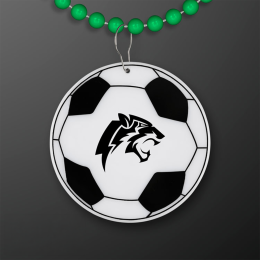 Custom Soccer Ball Medallion with Green Beaded Necklace (Non Light Up) Custom Soccer Ball Medallion with Green Beaded Necklace (Non Light Up)