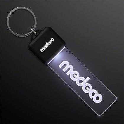 Custom White LED Keychain Light - White