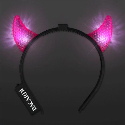 Custom Pink Horns LED Headbands, Facetted Multi-Function